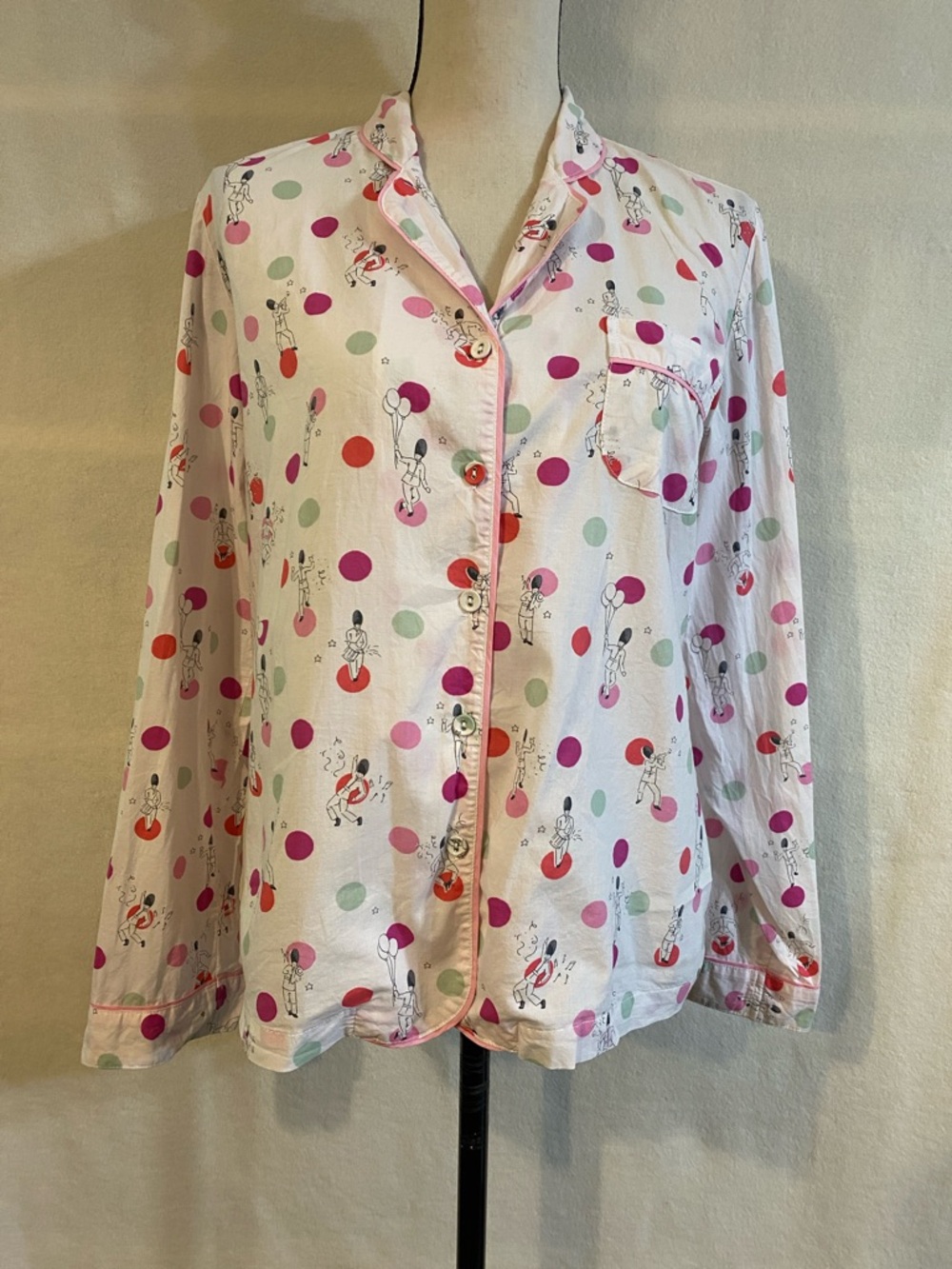 Cath Kidston British London guards spots cotton button down pajama top